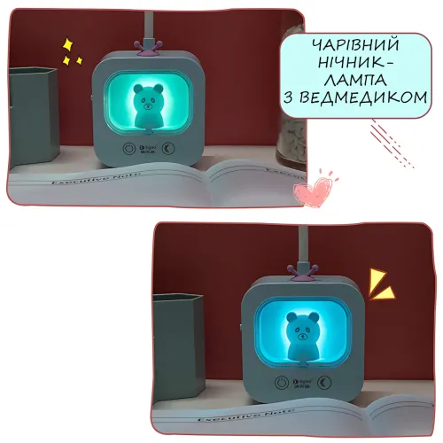 Настільна лампа Ведмедик, нічник із сенсорним керуванням, акумулятором, гнучкою стійкою і 3 режимами світла - фото 2