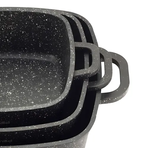 Набір посуду Bellmax Cookware Set BM-132, квадратні каструлі з гранітним покриттям, сковорода, прихватки - фото 7