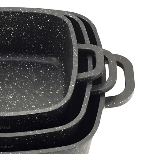 Набор посуды Bellmax Cookware Set BM-132, квадратные кастрюли с гранитным покрытием, сковорода, прихватки - фото 12