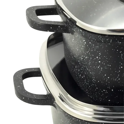 Набор посуды Bellmax Cookware Set BM-132, квадратные кастрюли с гранитным покрытием, сковорода, прихватки - фото 8