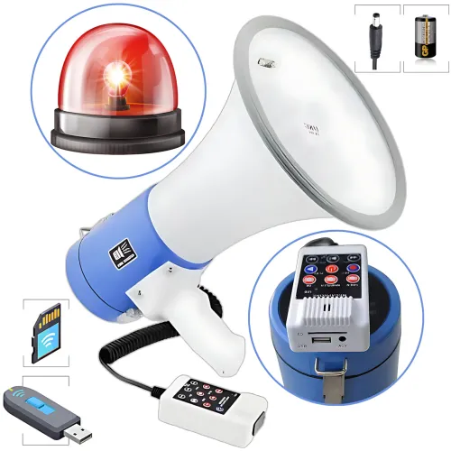 Гучномовець MEGAPHONE ER 66, 12v, рупор UKC 50 Вт із регулюванням гучності, сиреною, записом звуку