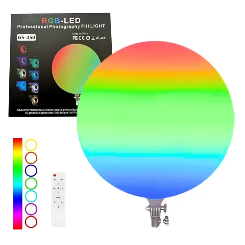 Кругла світлодіодна лампа RGB-LED Fill Light GS-450 45 см, кольорова портативна лампа для фото та відео + пульт - фото 10