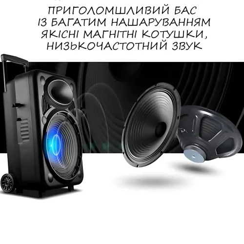 Портативна колонка Su-Kam BT 120D/212D+, 300 Вт, 7500 mAh, Bluetooth, 2 мікрофони, 12v/220v - фото 5