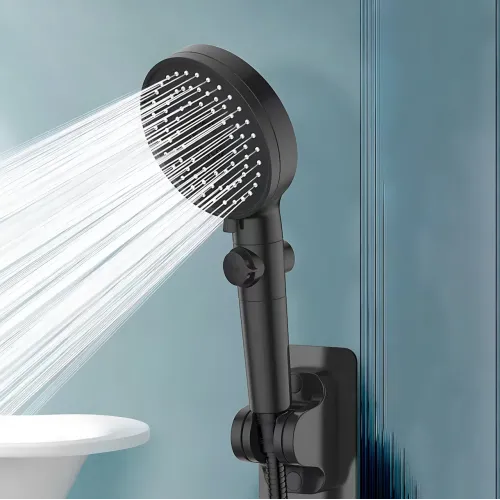 Лійка для душу Shower set AND, 6 режимів, з кнопкою стоп і самоочисним отвором, чорна душова насадка - фото 10