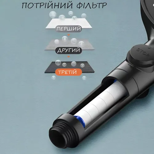 Лейка для душа Shower set AND, 6 режимов, с кнопкой стоп и самоочищающимся отверстием, черная душевая насадка - фото 9