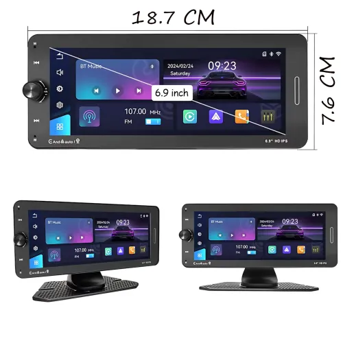Портативний 7-дюймовий екран з Carplay, портативна стереосистема 601W в авто з і сенсорним екраном - фото 14