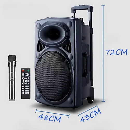 Портативна колонка Su-Kam BT 150D + 2 мікрофони, велика колонка 12v/220v з Bluetooth на акумуляторі - фото 10