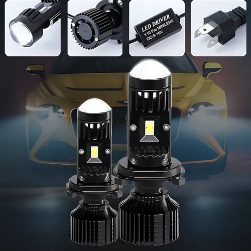 Світлодіодні автомобільні лампи Y10 H4, авто LED-лампа 70W, діаметр лінзи 25 мм, біле світло 6000 к, 9-16 В