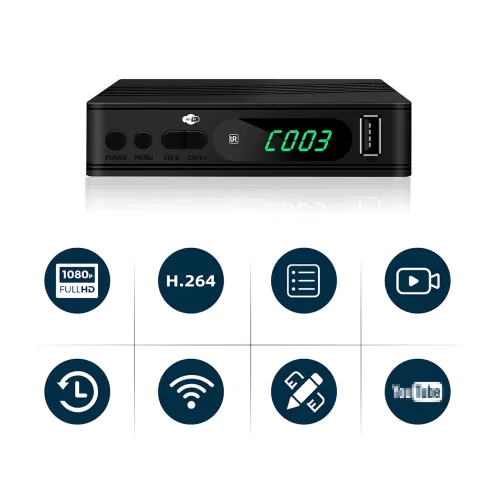 Тюнер DVB-T2 0967 с поддержкой wi-fi адаптера 5-12v (c экраном), приставка Т2 YouTube IPTV HDMI USB - фото 4