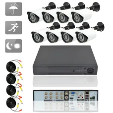 Набір відеоспостереження DVR KIT 945, реєстратор + 8 камер, Gibrid, комплект вуличного/внутрішнього відеоспостереження