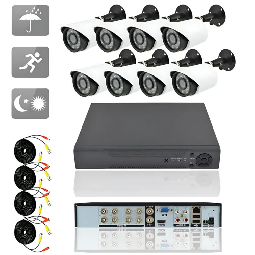 Набір відеоспостереження DVR KIT 945, реєстратор + 8 камер, Gibrid, комплект вуличного/внутрішнього відеоспостереження