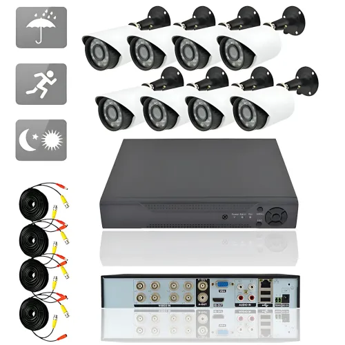 Набір відеоспостереження DVR KIT 945, реєстратор + 8 камер, Gibrid, комплект вуличного/внутрішнього відеоспостереження