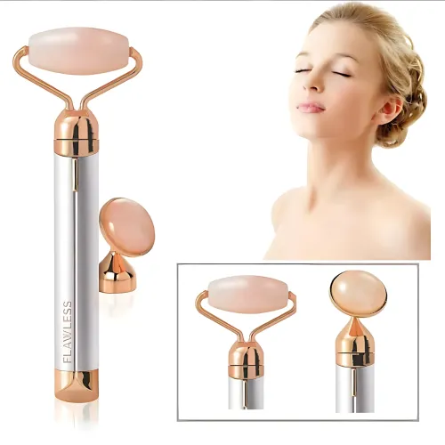 Вібромасажер для обличчя Flawless Contour, масажний контурний кварцовий ролик для обличчя з 2 насадками - фото 9