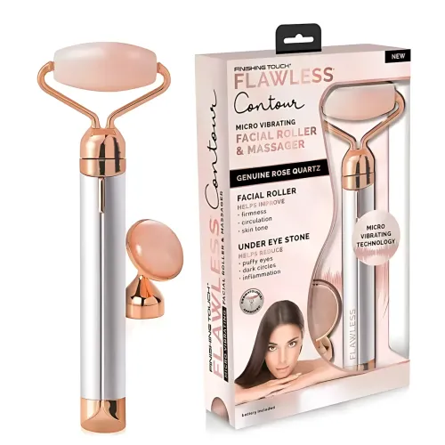 Вібромасажер для обличчя Flawless Contour, масажний контурний кварцовий ролик для обличчя з 2 насадками - фото 7
