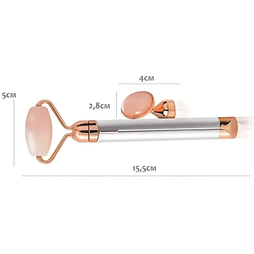 Вібромасажер для обличчя Flawless Contour, масажний контурний кварцовий ролик для обличчя з 2 насадками - фото 6