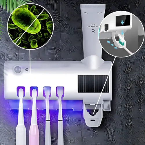 Диспенсер 3 в 1 Toothbrush steril, тримач і УФ стерилізатор зубних щіток із дозатором зубної пасти