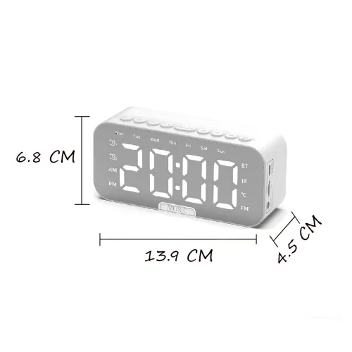 Дзеркальна мобільна колонка з годинником Q5 BT, 3W, Bluetooth, 2000 мА·год, РК-дисплей, FM-радіо, будильник, TF - фото 9