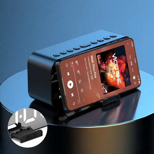 Дзеркальна мобільна колонка з годинником Q5 BT, 3W, Bluetooth, 2000 мА·год, РК-дисплей, FM-радіо, будильник, TF - фото 8