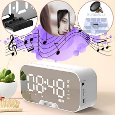 Дзеркальна мобільна колонка з годинником Q5 BT, 3W, Bluetooth, 2000 мА·год, РК-дисплей, FM-радіо, будильник, TF