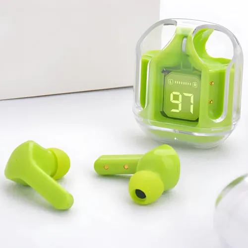 Беспроводные наушники Bluetooth ultrapods с микрофоном, 250 мАч, совместимы с Android и Apple, диапазон 10 м Зеленый - фото 12