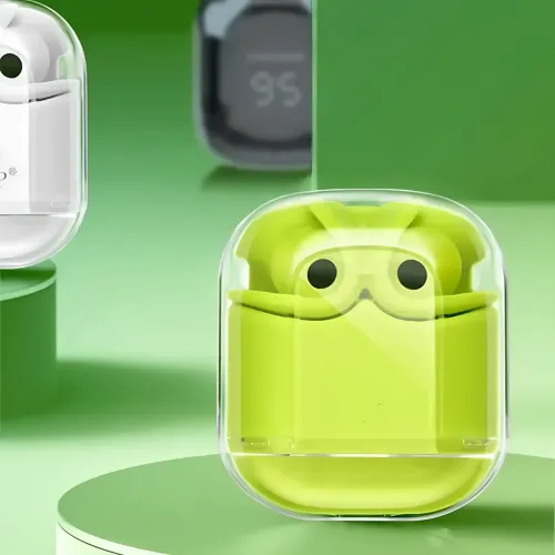 Беспроводные наушники Bluetooth ultrapods с микрофоном, 250 мАч, совместимы с Android и Apple, диапазон 10 м Зеленый - фото 6