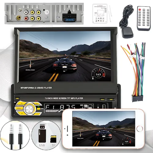 Авто магнітола SWM 9612G з висувним екраном 7, Bluetooth Car Stereo, 1DIN, з камерою заднього огляду