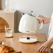 Электрочайник YD-1831, винтажный чайник мощностью 1800W, объемом 1.8 л с индикацией нагрева, бежевый Белый