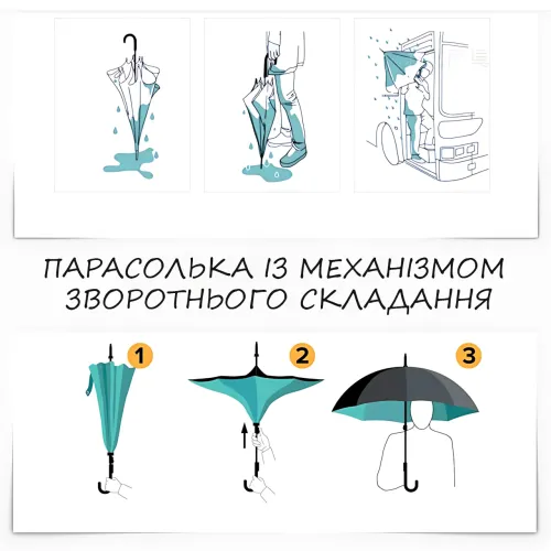 Парасолька зворотного збирання up-brella космос, парасолька від дощу та сонця Зоряне небо з довгою ручкою - фото 7