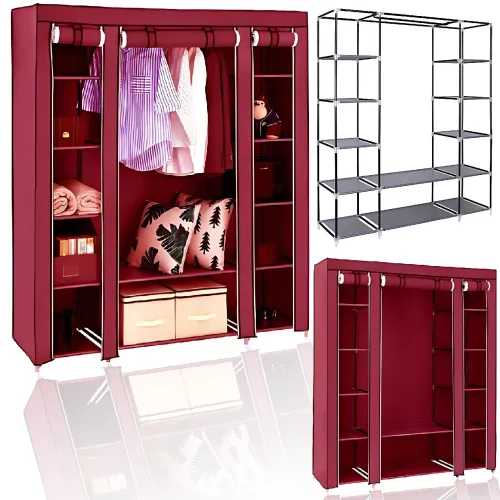 Портативный тканевый шкаф органайзер Storage Wardrobe HCX 68130 на 3 секции, 175х45х130 см