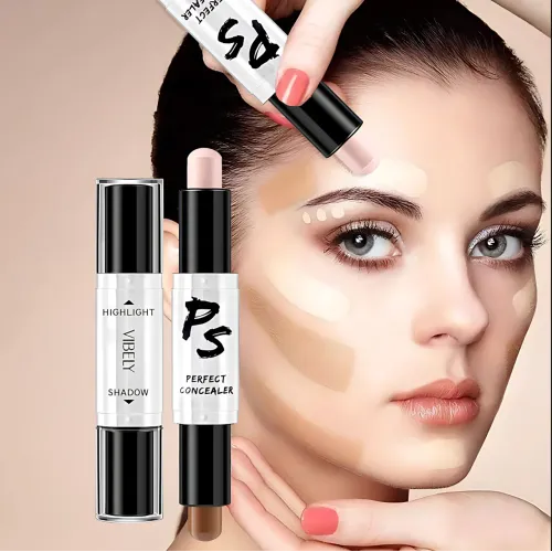 Хайлайтери для обличчя Highlight Stick 2в1, двоколірний консилер у стику для контурингу - фото 10