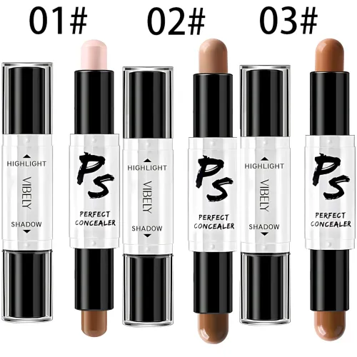 Хайлайтеры для лица Highlight Stick 2в1, двухцветный консилер в стике для контуринга - фото 3