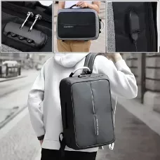 Мужской деловой рюкзак fashion style, водонепроницаемая сумка трансформер антивор 2 в 1 Черный