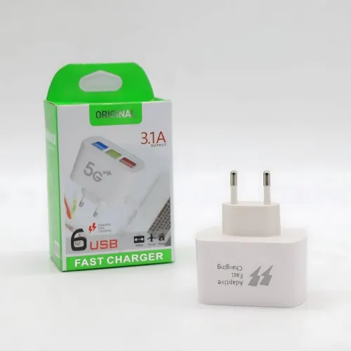 Зарядний пристрій USB на 6 портів, ORIGINAL, максимальний струм на виході 3.1 А, з підтримкою швидкого заряджання - фото 8