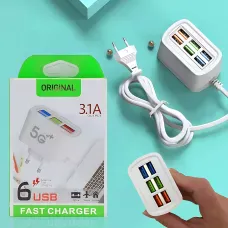 Зарядное устройство USB на 6 портов, ORIGINAL, максимальный ток на выходе 3.1 А, с поддержкой быстрой зарядки