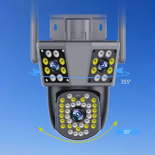 Вулична Wi-Fi камера відеоспостереження 360°, 4MPx+4MPx+4MPx, 3 об'єктиви, відстеження руху, дуплекс - фото 4
