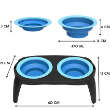 Миска двойная на складной подставке для собак и кошек Pet Bowl Set на антискользящих ножках, 500 мл