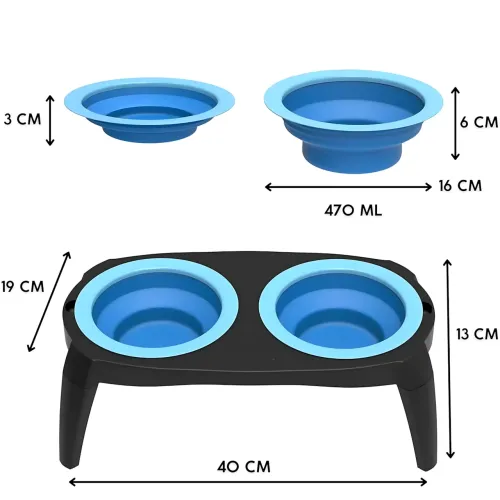 Миска подвійна на складаній підставці для собак і кішок Pet Bowl Set на антиковзних ніжках, 500 мл - фото 8