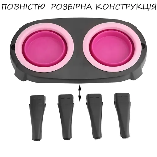 Миска подвійна на складаній підставці для собак і кішок Pet Bowl Set на антиковзних ніжках, 500 мл - фото 4