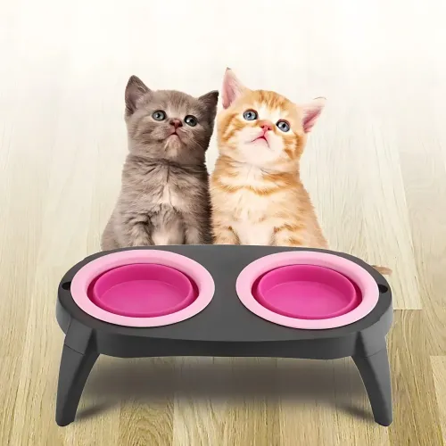 Миска подвійна на складаній підставці для собак і кішок Pet Bowl Set на антиковзних ніжках, 500 мл - фото 9