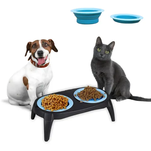 Миска подвійна на складаній підставці для собак і кішок Pet Bowl Set на антиковзних ніжках, 500 мл - фото 12