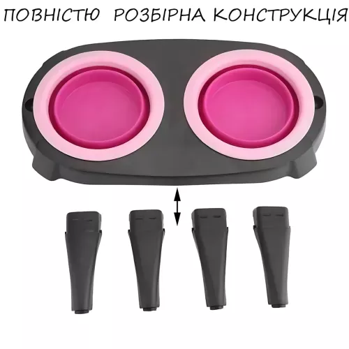 Миска двойная на складной подставке для собак и кошек Pet Bowl Set на антискользящих ножках, 500 мл - фото 4