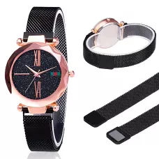 Женские часы Starry Sky Watch на магнитном браслете, черные