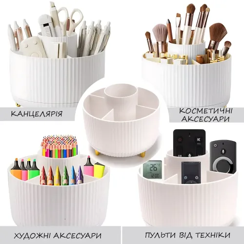 Органайзер для дрібниць і косметики, обертовий органайзер Cosmetic Rack, круглий, 5 відділень - фото 5