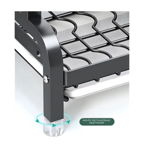 Сушарка для зберігання посуду та ножів Dish Storage With Knife, двоярусна, 43x23x39 см, металева, чорний - фото 5