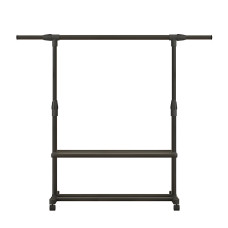 Вешалка-стойка для одежды, телескопическая Double Garment Rack на колесах с регулировкой высоты, 150х155 см