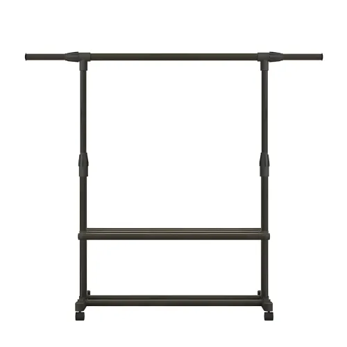 Вешалка-стойка для одежды, телескопическая Double Garment Rack на колесах с регулировкой высоты, 150х155 см - фото 2