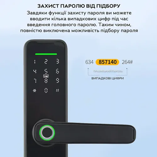 Дверной сенсорный замок с отпечатком пальца, 4 способа открытия, умная биометрическая дверная ручка - фото 5