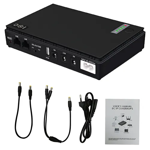 Источник бесперебойного питания 10400mAh, UPS бесперебойник для роутера и медиаконвертера DC1018P 18Вт 5/9/12В - фото 16