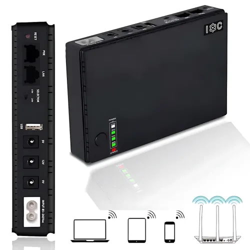 Источник бесперебойного питания 10400mAh, UPS бесперебойник для роутера и медиаконвертера DC1018P 18Вт 5/9/12В