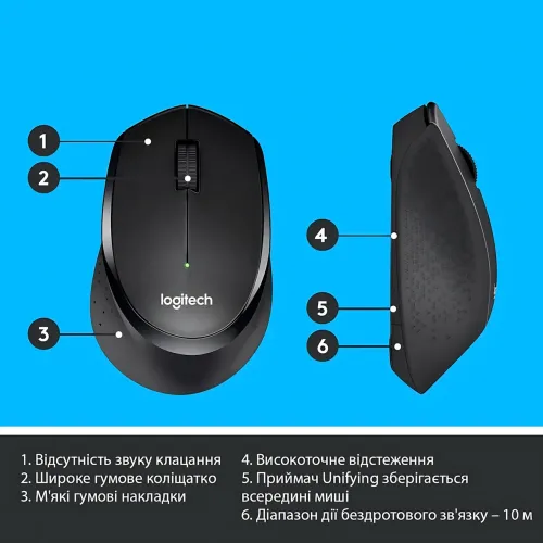 Бездротова миша Logitech M275, 1000 DPI, 2.4 ГГц, 10 м радіус дії, чорний - фото 7